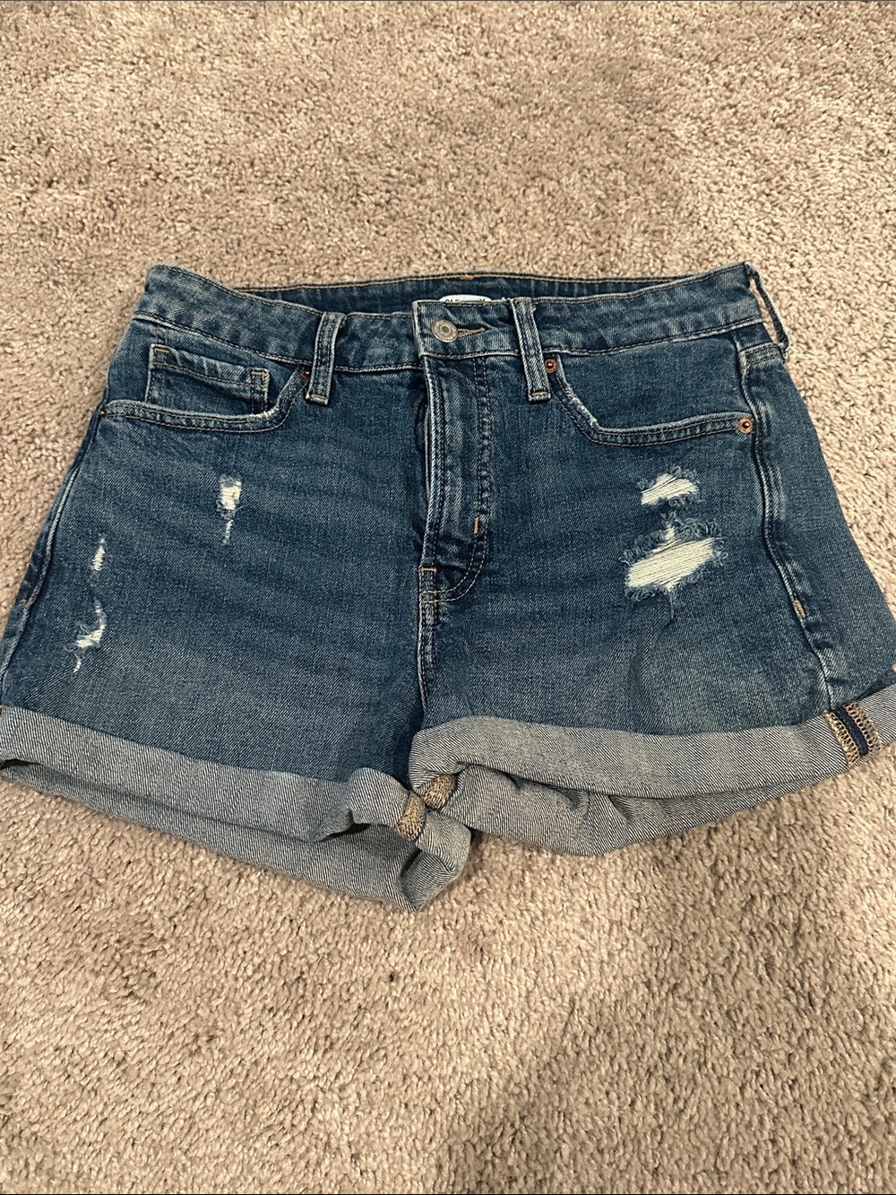 Old Navy Rolled Cuff Distressed Jean Shorts - Blue